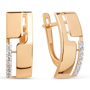 Серьги из красного золота с фианитами