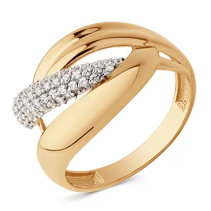 Кольцо из красного золота с фианитами