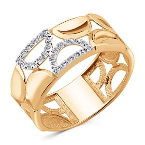 Кольцо из красного золота с фианитами