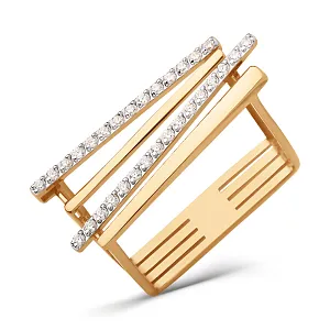 Кольцо из красного золота с фианитами