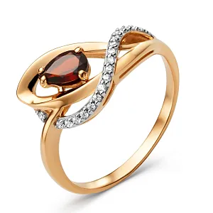 Кольцо из красного золота с гранатом