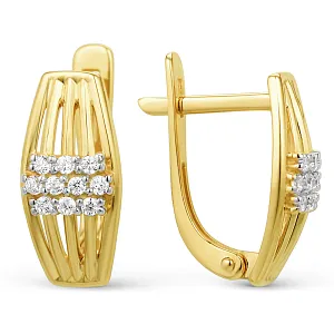 Серьги из желтого золота с фианитами