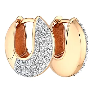 Серьги из красного золота с фианитами