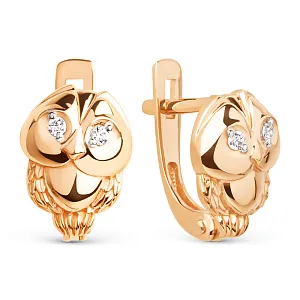 Серьги из красного золота с фианитами