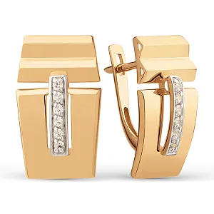 Серьги из красного золота с фианитами