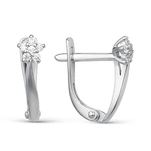 Серьги из белого золота с фианитами