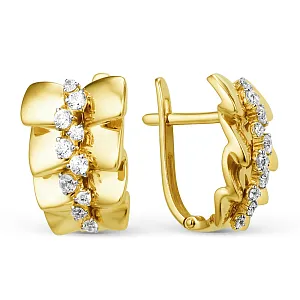 Серьги из желтого золота с фианитами