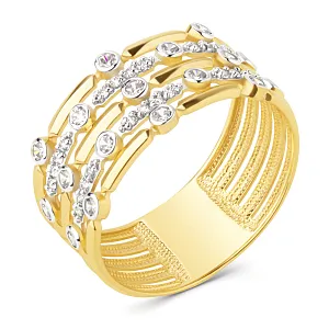 Кольцо из желтого золота с фианитами