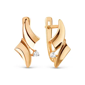 Серьги из красного золота с фианитами