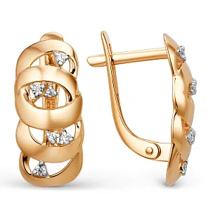 Серьги из красного золота с фианитами