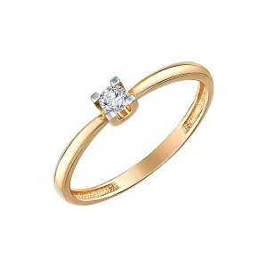 Кольцо из красного золота с бриллиантом