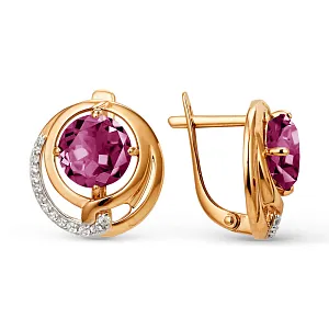 Серьги из красного золота с корундами