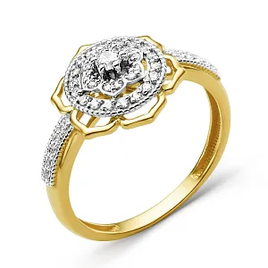 Кольцо из желтого золота с фианитами