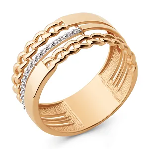 Кольцо из красного золота с фианитами