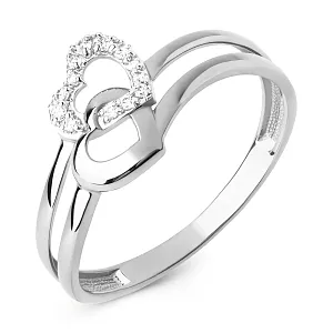 Кольцо из белого золота с фианитами