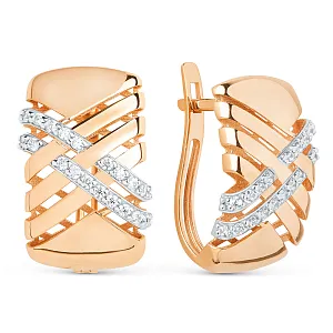 Серьги из красного золота с фианитами