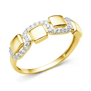 Кольцо из желтого золота с фианитами