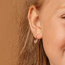 Серьги детские из красного золота с фианитами