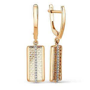 Серьги из красного золота с фианитами