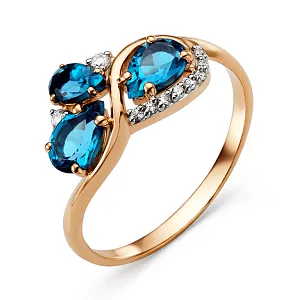 Кольцо из красного золота с swiss топазами