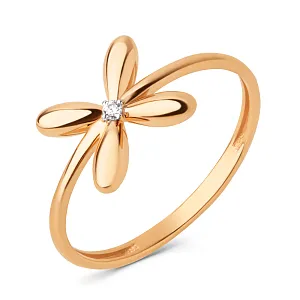 Кольцо из красного золота с фианитом