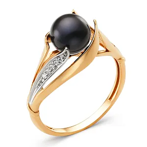 Кольцо из красного золота с фианитами