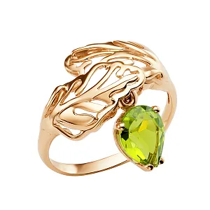 Кольцо из красного золота с хризолитом