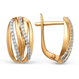 Серьги из красного золота с фианитами