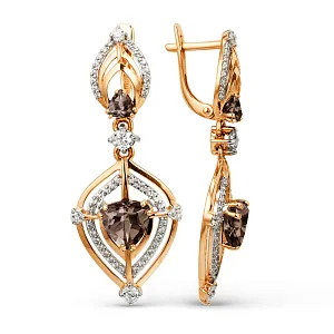 Серьги из красного золота с раухтопазами