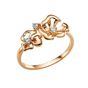 Кольцо из красного золота с фианитами