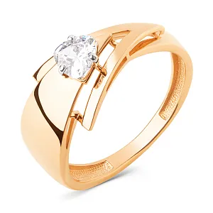 Кольцо из красного золота с фианитом