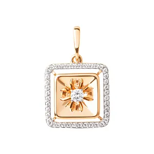 Подвеска из красного золота с фианитами