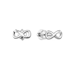 Серьги пусеты из белого золота с фианитами