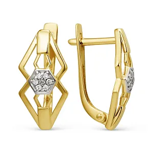 Серьги из желтого золота с фианитами