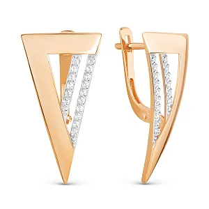 Серьги из красного золота с фианитами