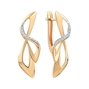 Серьги из красного золота с фианитами