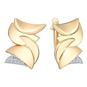 Серьги из красного золота с фианитами