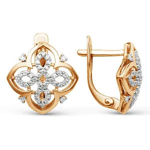 Серьги из красного золота с фианитами