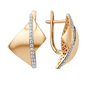 Серьги из красного золота с фианитами