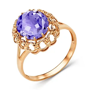 Кольцо из красного золота с аметистом