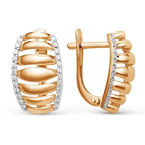 Серьги из красного золота с фианитами