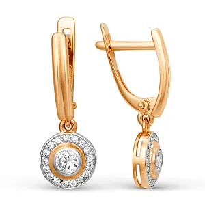 Серьги из красного золота с фианитами