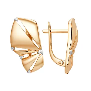 Серьги из красного золота с фианитами