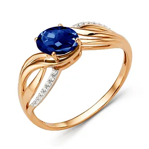 Кольцо из красного золота с корундом