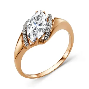 Кольцо из красного золота с фианитами