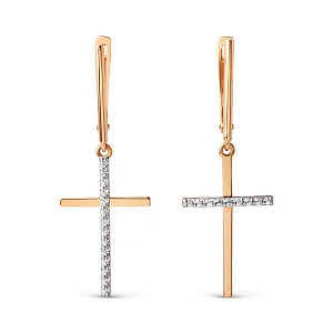 Серьги из красного золота с фианитами