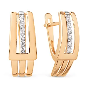 Серьги из красного золота с фианитами