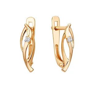 Серьги из красного золота с фианитами