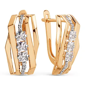 Серьги из красного золота с фианитами