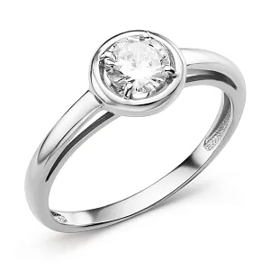 Кольцо из белого золота с фианитом